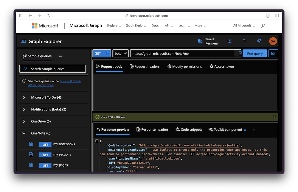 Microsoft Graph Explorer