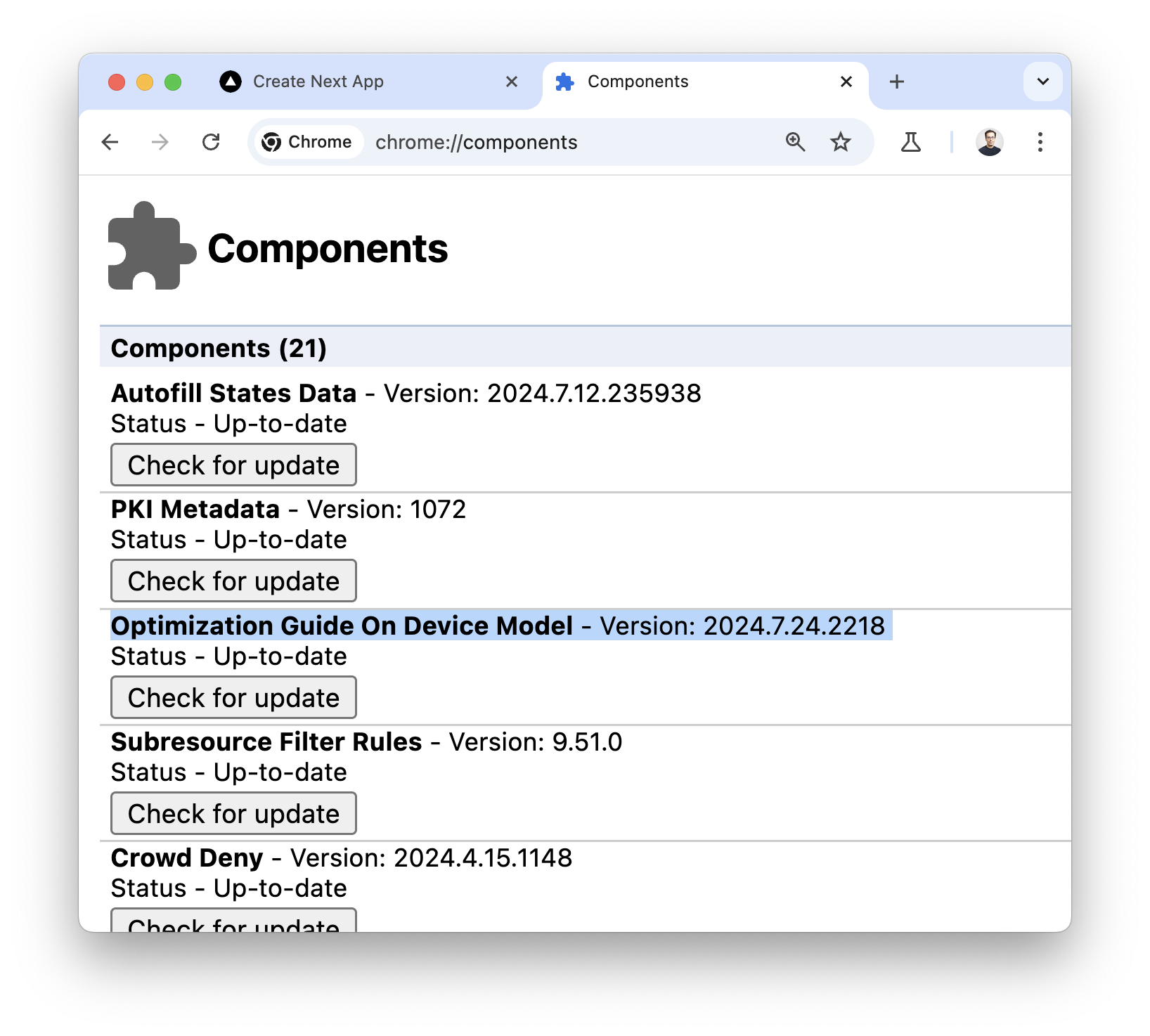 Chrome Component